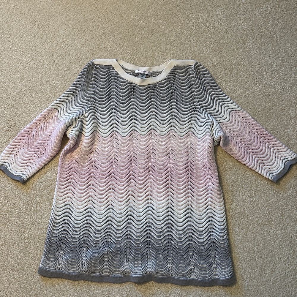 Allison Daley Gray and White Knit Top